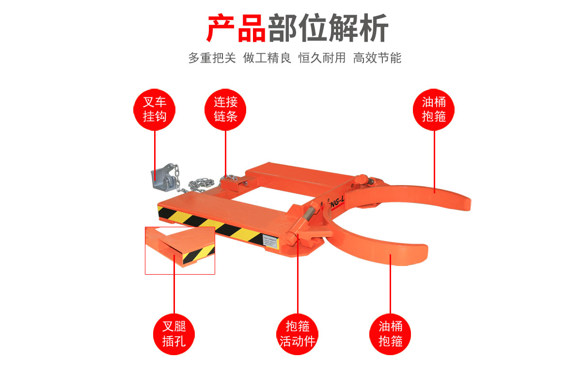 抱箍式叉车专用油桶夹具