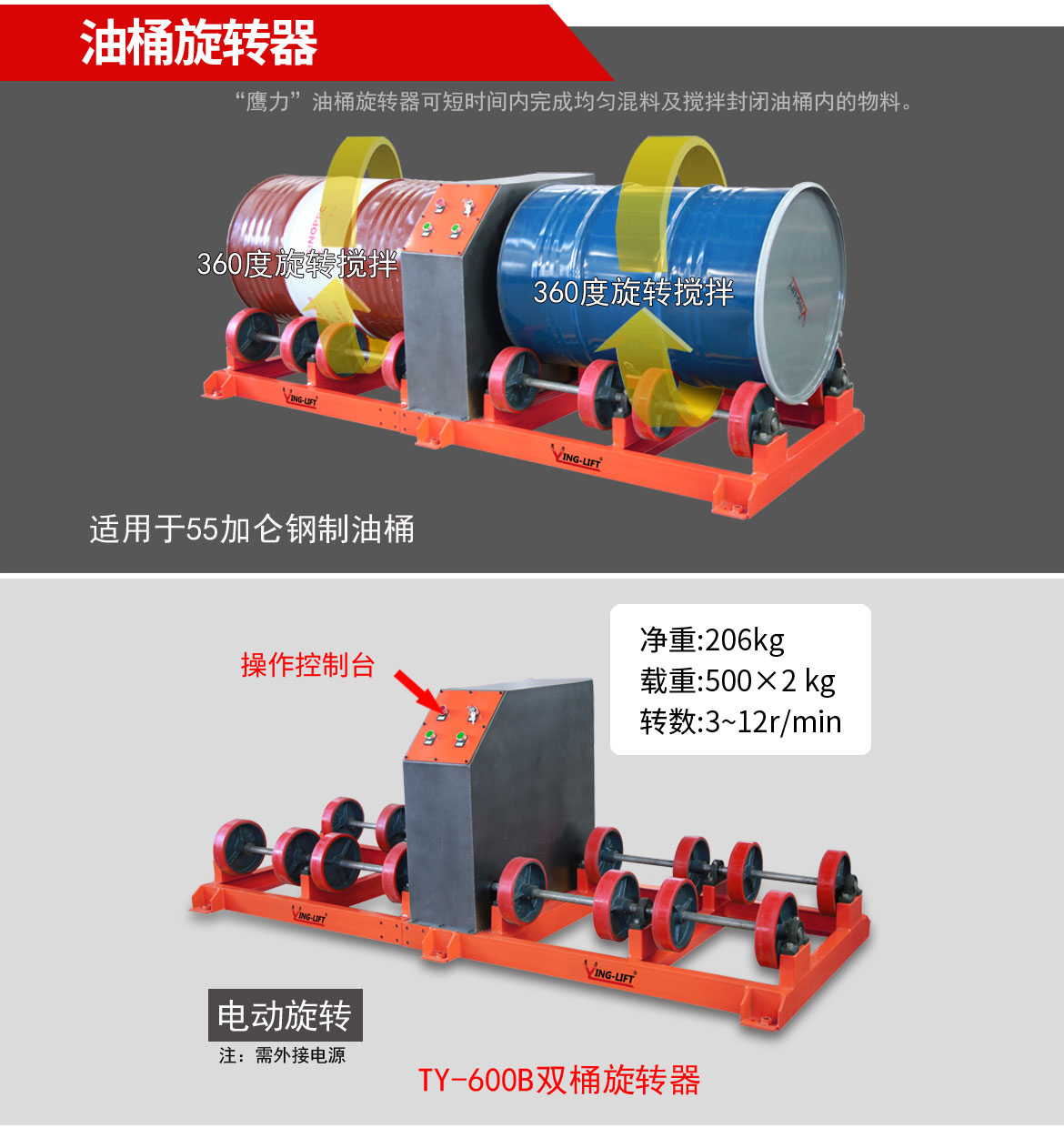 双油桶旋转器