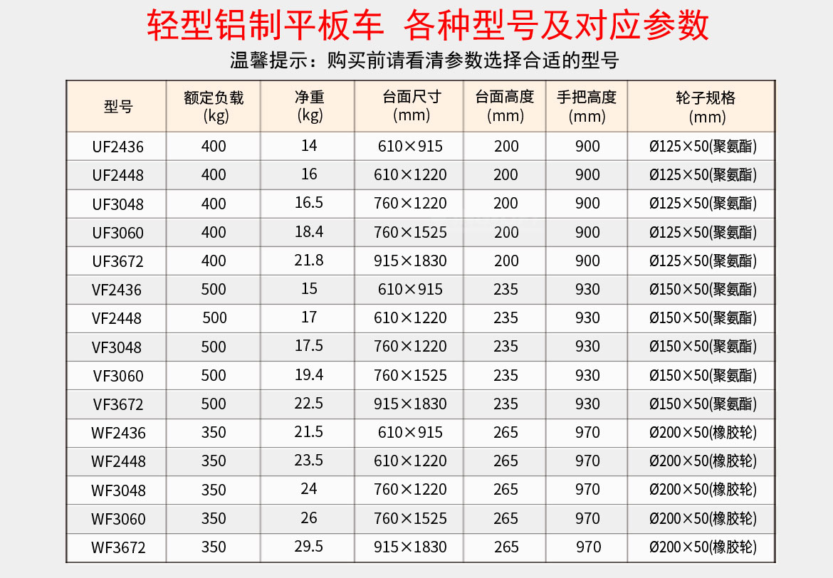 轻型铝制平板车